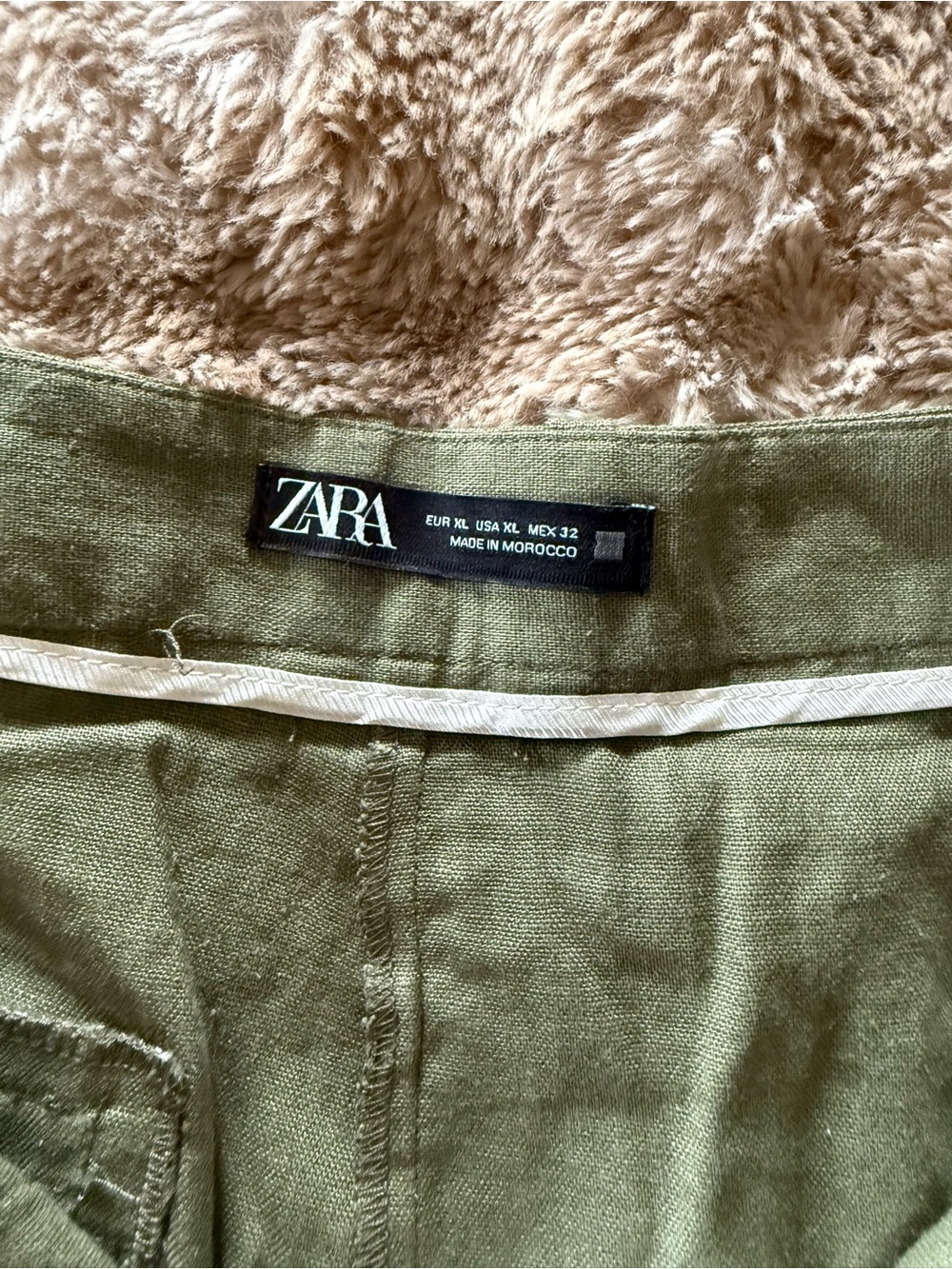 Zara Olive Green High-Waist Linen-Blend Shorts - Picture 8 of 10